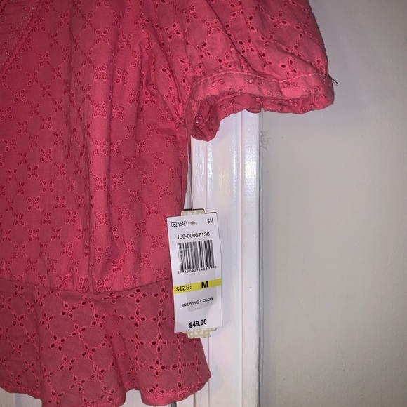 NWT, Gianni Bini Coral Eyelet Top, Size Medium - Picture 2 of 5